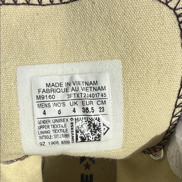 NWOT Converse Black and White High-Top Canvas Sneakers - Picture 4 of 5